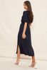Premium Structured Contrast Collar Ruched Overlay Dress
