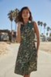Lipsy Khaki Animal Sleeveless Tie Waist Mini Shirt Dress - Image 1 of 1