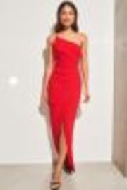 Lipsy Red Petite One Shoulder Chain Strap Split Detail Maxi Dress - Image 1 of 1
