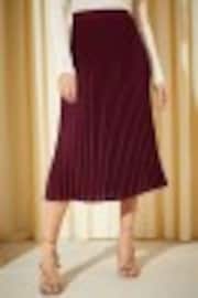 Friends Like These Berry Red Pleat Summer Midi Skirt - Image 1 of 1