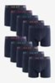 Navy Blue Texture Waistband 10 pack A-Front Boxers - Image 1 of 1