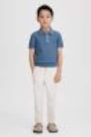 Reiss Cornflower Blue Pascoe 9-13 yrs Textured Modal Blend Polo Shirt - Image 1 of 1