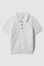 Reiss White Pascoe 3-9 yrs Textured Modal Blend Polo Shirt - Image 1 of 1