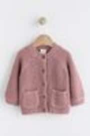Pink Back Slogan Embroidered Baby Knitted Cardigan (0mths-2yrs) - Image 1 of 1