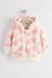 White/Pink Heart Baby Cosy Fleece Jacket (0mths-2yrs) - Image 1 of 1