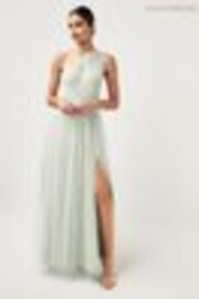 Maya Light Green One Shoulder Tulle Maxi Dress With Embellished Motif - Image 1 of 1