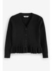 Clarks Black Girls Cable Knit Frill School Cardigan - Image 1 of 1