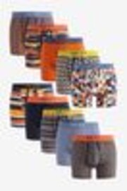 Navy Blue/Orange Spot/Stripe 10 pack A-Front Boxers - Image 1 of 1