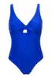 Pour Moi Blue Underwired Bow Front Tummy Control Swimsuit - Image 1 of 1