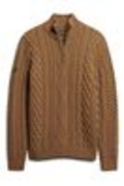 Superdry Brown Vintage Jacob Cable Knit Quarter Zip Jumper - Image 1 of 1