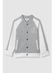 Reiss Soft Grey/White Pelham 3-9 yrs Jersey Varsity Jacket - Image 1 of 1