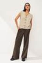Oatmeal Button Front Knitted Tank Top - Image 1 of 1