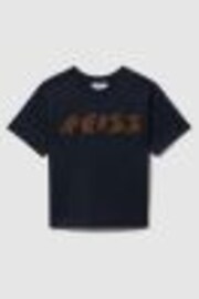 Reiss Navy Sands 13-14 yrs Cotton Crew Neck Motif T-Shirt - Image 1 of 1