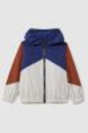 Reiss Stone/Blue/Tobacco Bates 13-14 yrs Colourblock Hooded Mac - Image 1 of 1