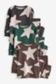 zelena/Ecru/rjava Stars - 3 Pack mehek in prijeten na dotik Pižame (9mths-10yrs) - Slika 1 iz 1