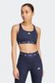 adidas Blue Medium Support Techfit Powerreact Bra - Image 1 of 1
