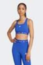 adidas Dark Blue Medium Support Techfit Powerreact Bra - Image 1 of 1