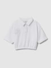 Reiss Ivory Pax 13-14 yrs Cotton Cropped Polo Shirt - Image 1 of 1