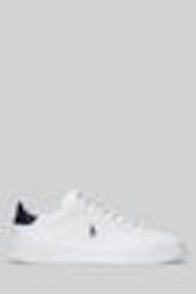 Polo Ralph Lauren White/Blue Leather Heritage Court II Trainers - Image 1 of 1