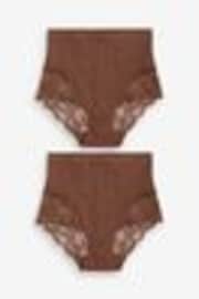 Chocolate Nude Print Tummy Control Shaping Lace Back Brazilian Knickers 2 Pack - Image 1 of 1