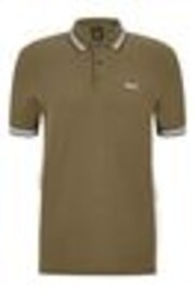 Olivgrün/schwarze Zierstreifen - BOSS – Paddy – Polo-Shirt mit Streifen aus 100 % Baumwolle - Bild 1 von 1