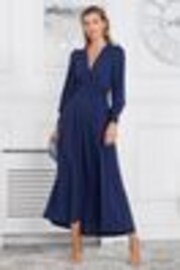 Jolie Moi Navy Blue Rashelle Jersey Long Sleeve Maxi Dress - Image 1 of 1