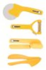 Fusion Yellow Set of 4 Can Opener, Multi Peeler, Pizza Cutter and Garlic Press - Image 1 of 1