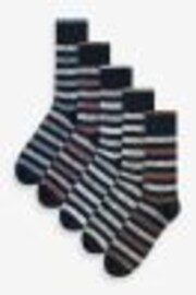 Navy Blue/Grey Colour Pop Stripe Pattern Socks 5 Pack - Image 1 of 1