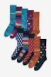 Bright Geo Pattern 10 Pack Cushioned Sole Comfort Socks - Image 1 of 1