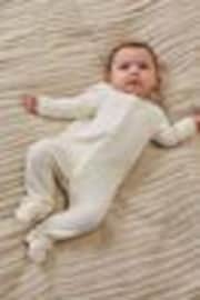 MORI Cotton and Bamboo Ecru Waffle Zip-Up Sleepsuit - Image 1 of 1