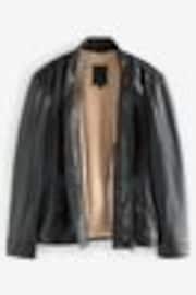 Black Leather Signature Utility Borg Lined Jacket - Image 1 of 1