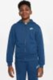 Nike Mid Blue Club Fleece Zip Through Hoodie - Image 1 of 1
