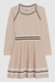 Reiss Pink Fallon Junior Sparkle Trim Knitted Skater Dress - Image 1 of 1