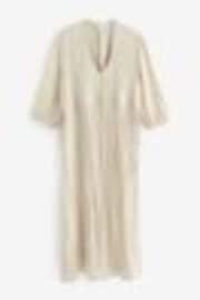 Neutral Textured Tie-Waist Printed Midi Dress - Image 1 of 1