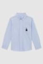 Reiss Soft Blue Matis Senior Slim Fit Button-Down Collar Motif Shirt - Image 1 of 1