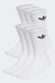 أبيض - adidas Originals Trefoil Crew Socks 6 Pack - صورة 1 من 1