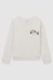 Reiss Ecru Joni Junior Relaxed Cotton Motif Jumper - Image 1 of 1
