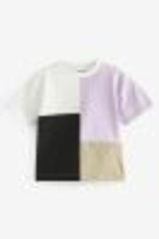 Black/Lilac Purple Short Sleeve Colourblock T-Shirt (3mths-7yrs) - Image 1 of 1