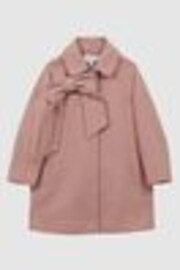 Reiss Pink Amelia Wool Bow Detail Coat - Image 1 of 1