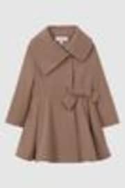 Reiss Camel Sian Wool Pleated Bow Coat - Image 1 of 1