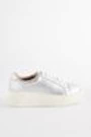 Silver Lace Up Signature Forever Comfort® Leather Chunky Wedge Platform Trainers - Image 1 of 1