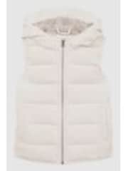 Reiss Ecru Leftwich 3-9 yrs Quilted Corduroy Hooded Gilet - Image 1 of 1