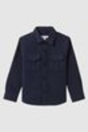 Reiss Eclipse Blue Thomas 9-14 yrs Brushed Cotton Patch Pocket Overshirt - Image 1 of 1