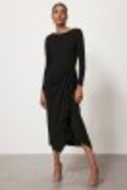 Mint Velvet Black Drape Jersey Midi Dress - Image 1 of 1