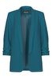 PIECES Blue Ruched Sleeve 100% Cotton Blazer - Image 1 of 1