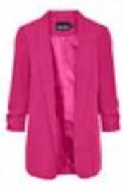 Розовый - PIECES Ruched Sleeve 100% Cotton Blazer - Image 1 of 1