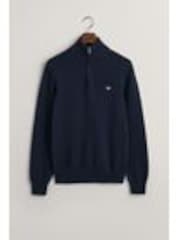 GANT Evening Blue Casual 100% Cotton Quarter Zip Jumper - Image 1 of 1