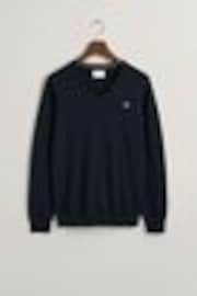 GANT Dark Navy Classic 100% Cotton V-Neck Jumper - Image 1 of 1