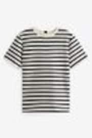 Black/Ecru White Stripe Heavyweight Short Sleeve Crew Neck T-Shirt - Image 1 of 1