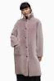 AllSaints Pink 100% Cotton Serra Shearling Coat - Image 1 of 1